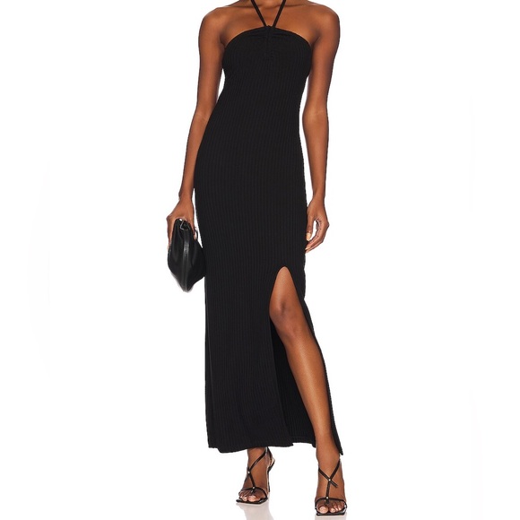 (A2) 1. STATE Ruched Halter Dress in Rich Black, Size XS, NWT - Picture 2 of 8